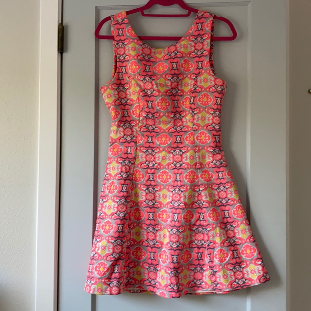 Pink Patterned Retro skater dress